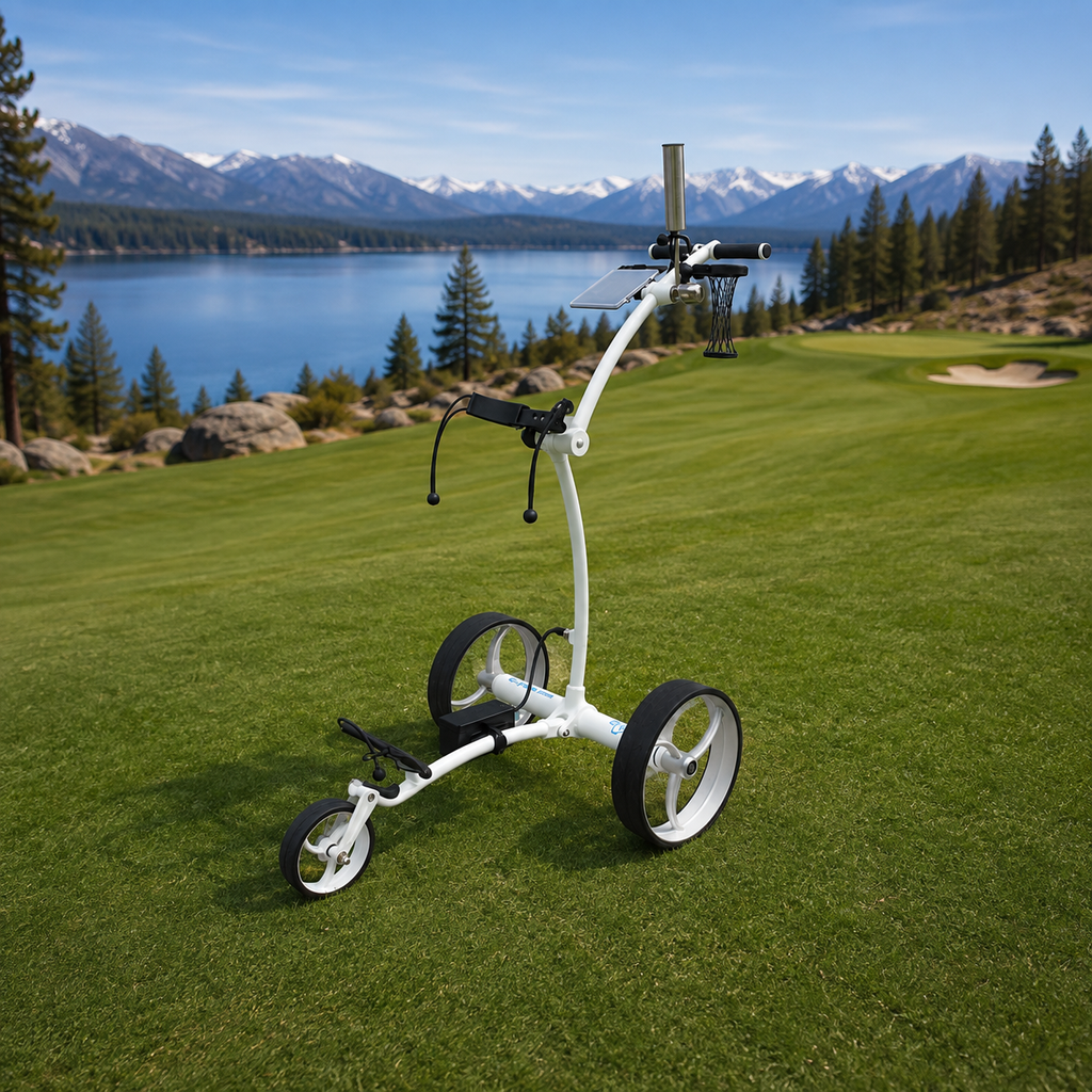 Birdie1 Hvit 2026 Elektrisk golftralle med motorbrems og lithiumbatteri