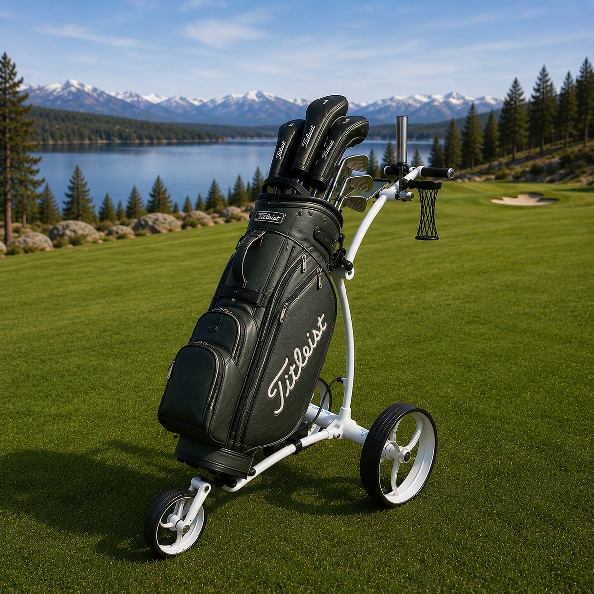 Birdie1 Hvit 2026 Elektrisk golftralle med motorbrems og lithiumbatteri