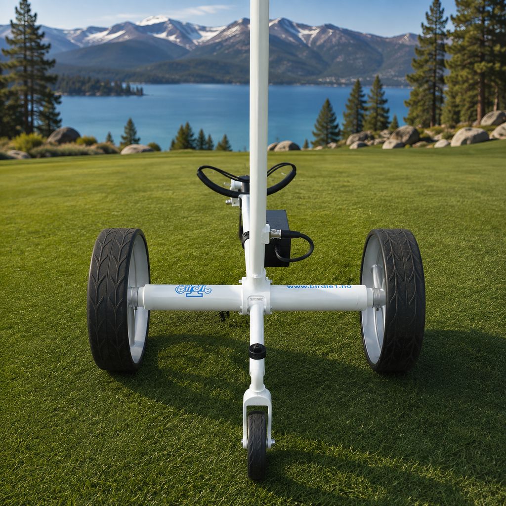 Birdie1 Hvit 2026 Elektrisk golftralle med motorbrems og lithiumbatteri