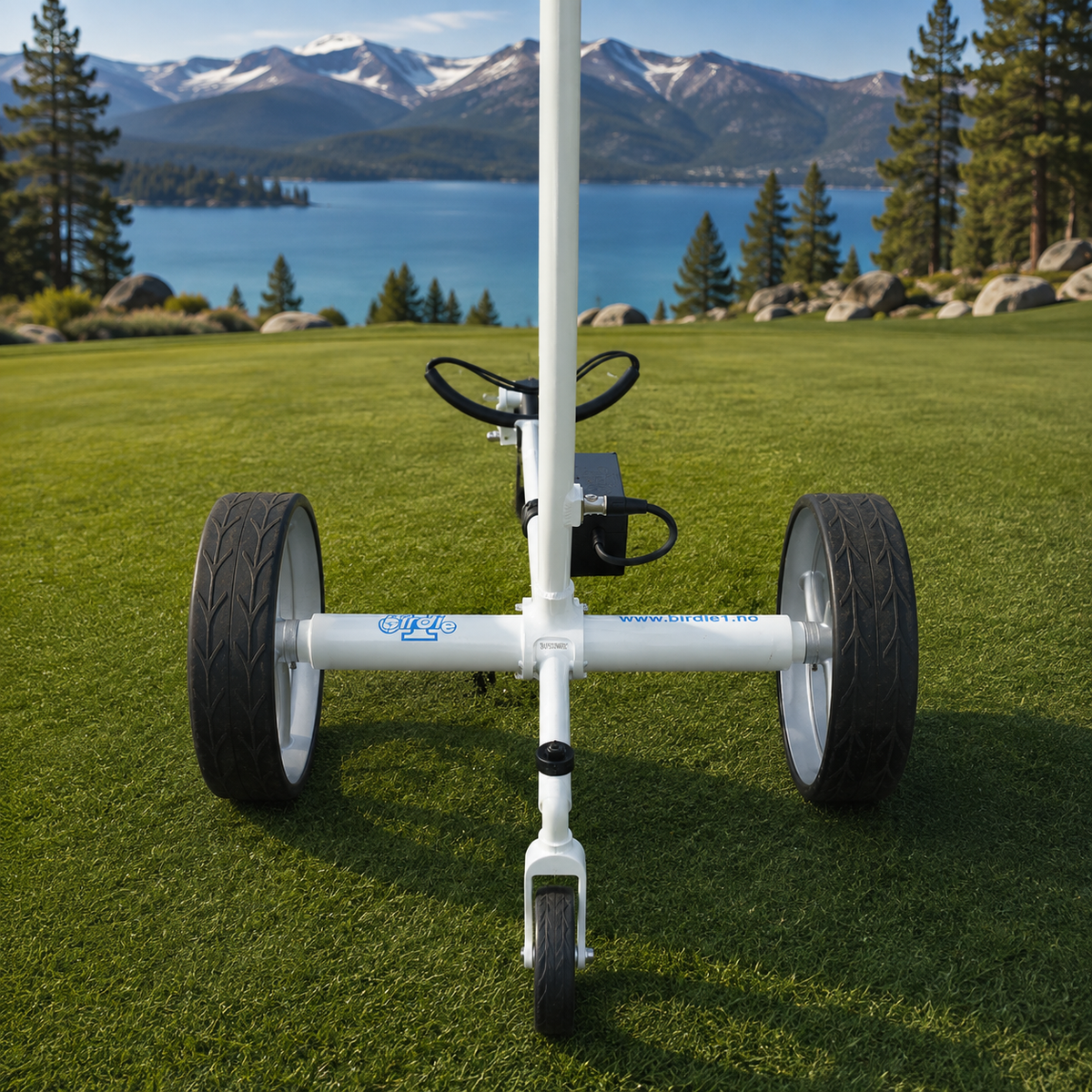 Birdie1 Hvit 2026 Elektrisk golftralle med motorbrems og lithiumbatteri